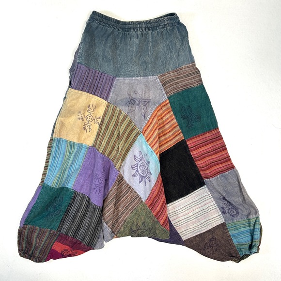 Kathmandu Imports Patchwork Harem Pants Boho Festival Drop Crotch Hippie Yoga OS - Picture 5 of 12